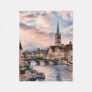 Couverture Polaire Peinture à l'aquarelle de Zurich Suisse
