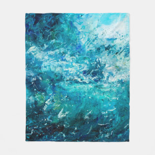 Couverture Polaire Peinture à l'huile abstraite montrant des vagues