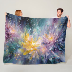 Couverture Polaire Peinture Abstraite Florale Vibrante avec Explosion