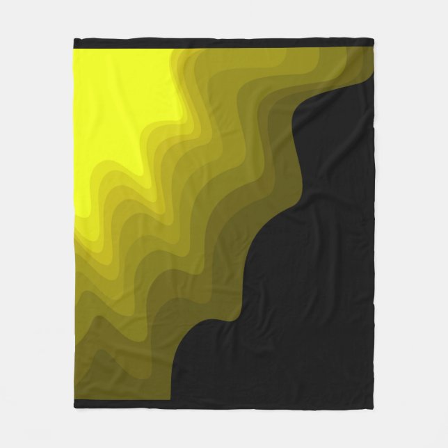 Couverture Polaire Peinture abstraite noire et jaune (Devant)