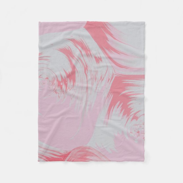 Couverture Polaire Peinture abstraite rose et blanche (Devant)