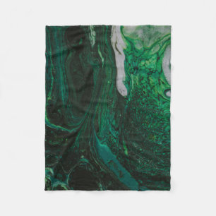 Couverture Polaire Peinture abstraite turquoise et blanche