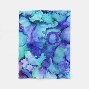 Couverture Polaire Peinture abstraite violette et blanche