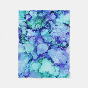 Couverture Polaire Peinture abstraite violette et bleue