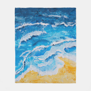 Couverture Polaire Peinture acrylique sur la mer et la plage sur le s
