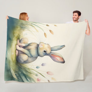 Couverture Polaire Peinture aquarelle de lapin lapin