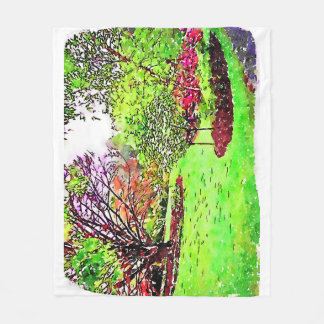 Couverture Polaire Peinture aquarelle d'un jardin luxuriant