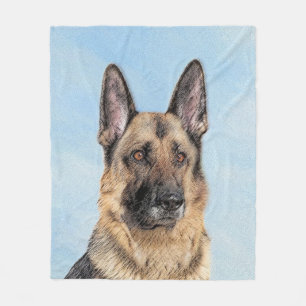 Couverture Polaire Peinture berger allemande - jolie art original chi