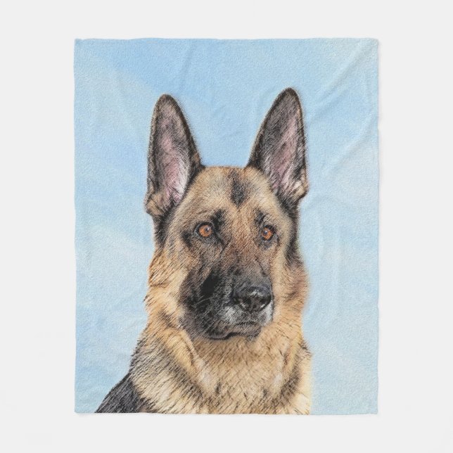 Couverture Polaire Peinture berger allemande - jolie art original chi (Devant)