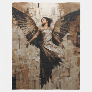 Couverture Polaire Peinture d'ange ailé éthéré dans des tons terreux