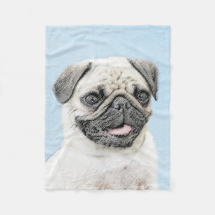 Couverture Polaire Peinture de carlin - Joli art original de chien