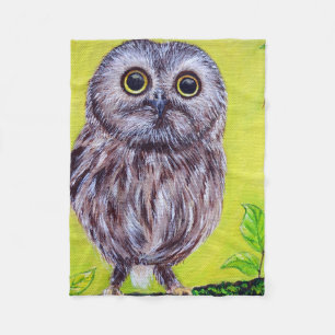 Couverture Polaire Peinture de chouette mignonne