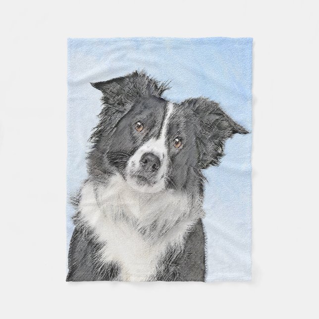 Couverture Polaire Peinture de collie frontalière - Belle art origina (Devant)