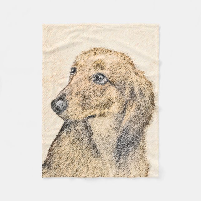Couverture Polaire Peinture de Dachshund (Longhaïs) - Art original du (Devant)