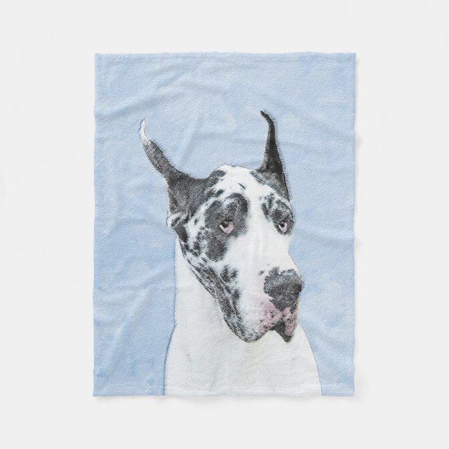 Couverture Polaire Peinture de Great Dane (Arlequin) - Art original d (Devant)