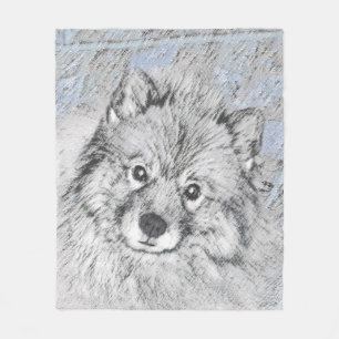 Couverture Polaire Peinture de Keeshond Beth - Cute Original Dog Art