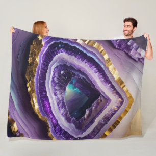 Couverture Polaire Peinture de la Géode de pierre violette