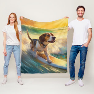 Couverture Polaire Peinture de surf de la plage Beagle