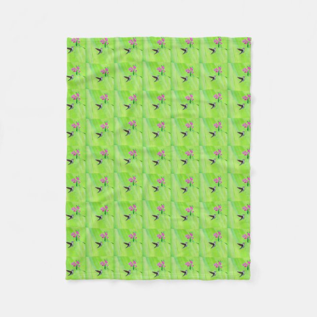 Couverture Polaire Peinture des colibris et des petits pois (Devant)