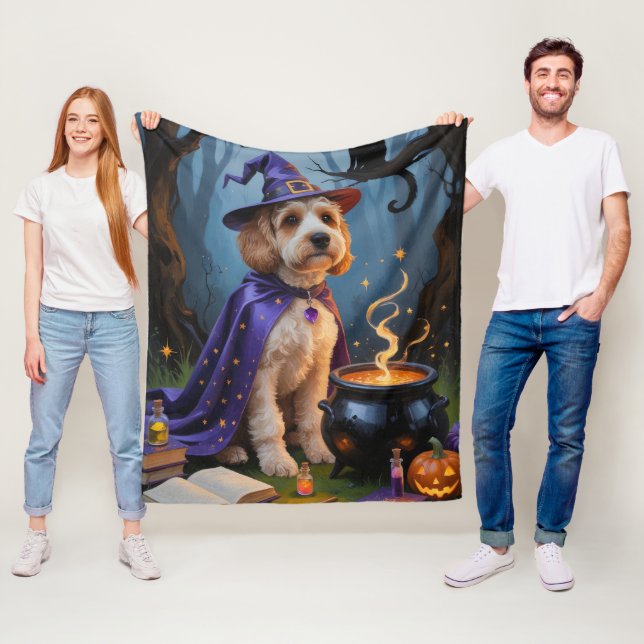 Couverture Polaire Peinture d'Halloween capricieuse pour chien de Coc (En situation)