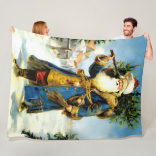 Couverture Polaire Peinture du Père Vintage Noël