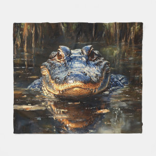 Couverture Polaire Peinture d'un alligator mignon dans les Everglades