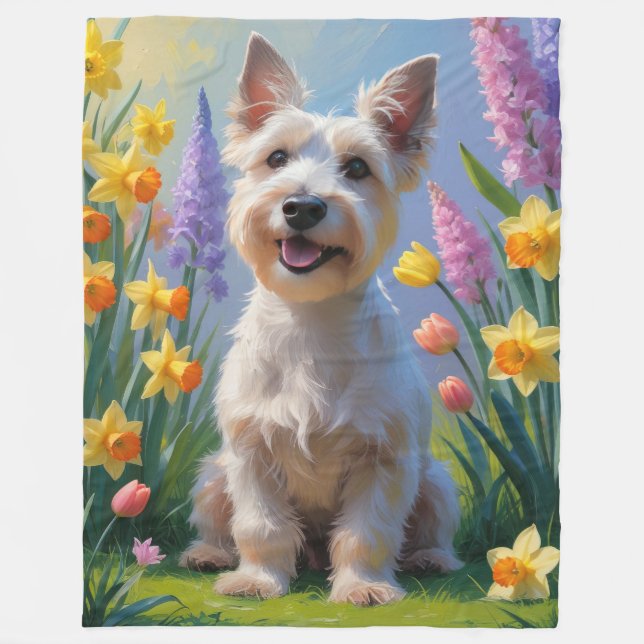 Couverture Polaire Peinture écossaise de printemps de chien Terrier (Devant)