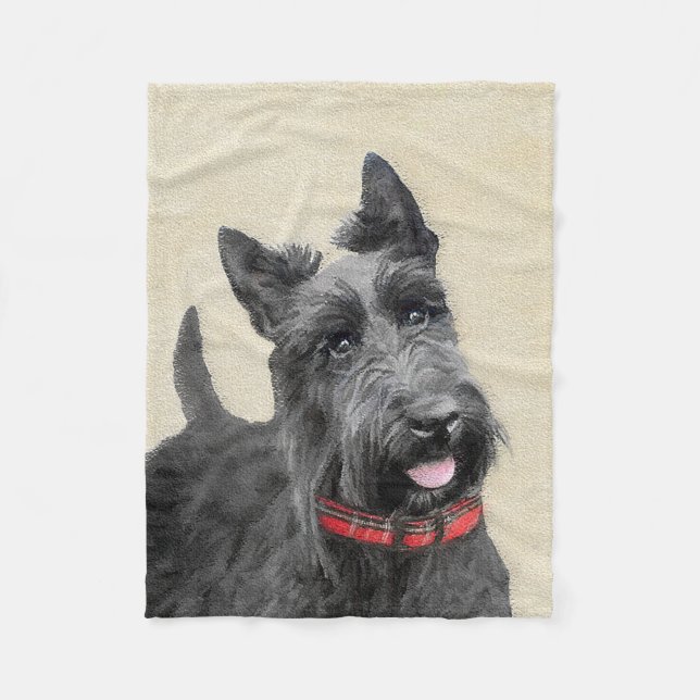 Couverture Polaire Peinture écossaise Terrier - Cute Original Dog Art (Devant)