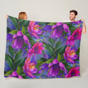 Couverture Polaire Peinture Fleurs tropicales Couleurs vives
