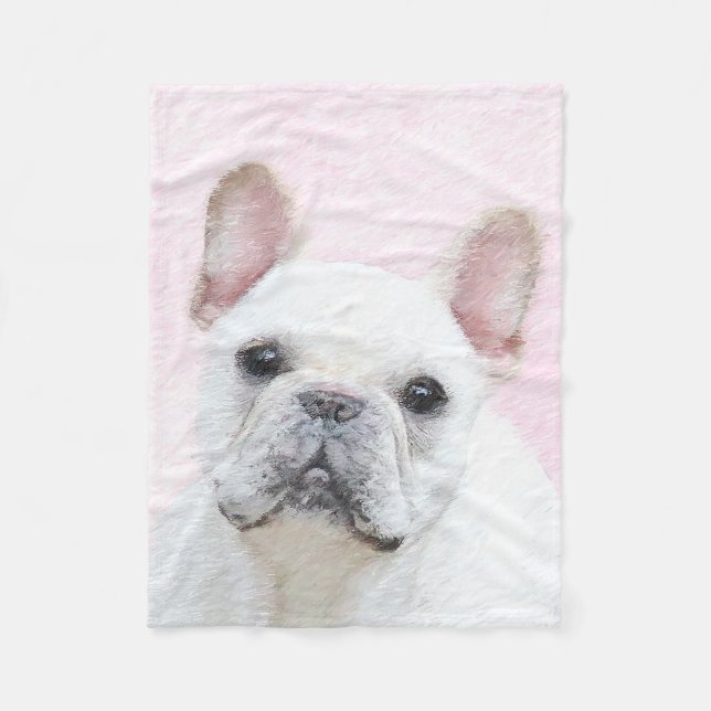 Couverture Polaire Peinture française de Bulldog (Crème/Blanc) (Devant)