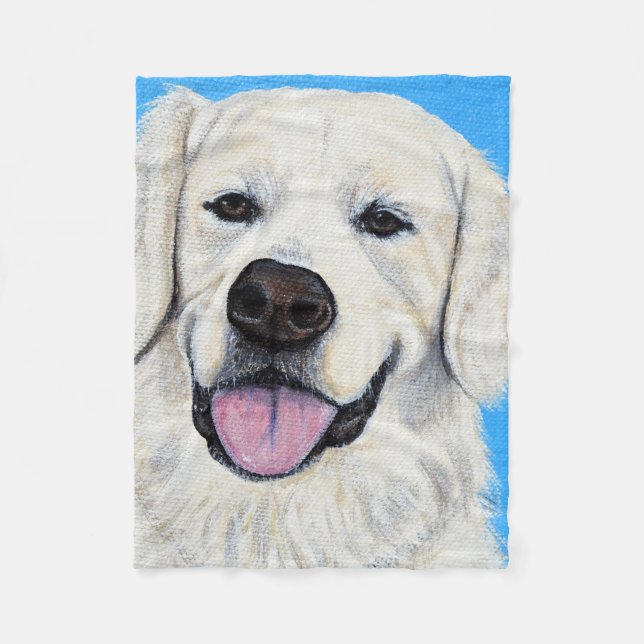 Couverture Polaire Peinture Golden Retriever (Devant)