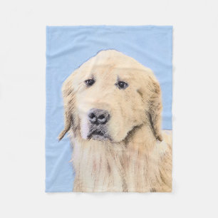 Couverture Polaire Peinture Golden Retriever - Joli art original chie