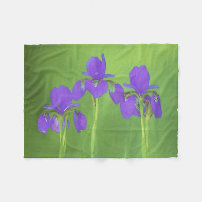 Couverture Polaire Peinture Iris Violet - Art Fleur Originale (Devant (Horizontal))