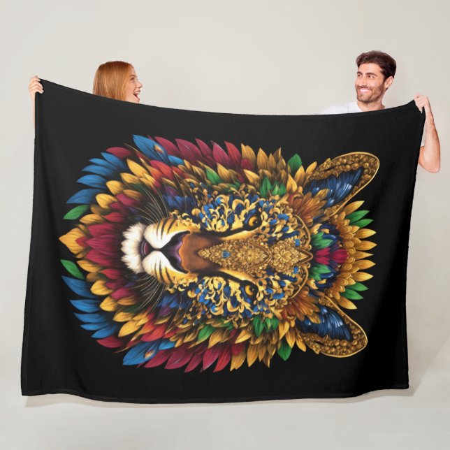 Couverture Polaire Peinture Lion costumé (En situation)