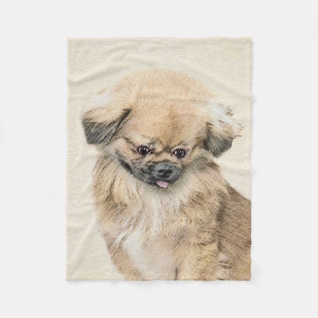 Couverture Polaire Peinture Pekingese - Cute Original Chien Art (Devant)
