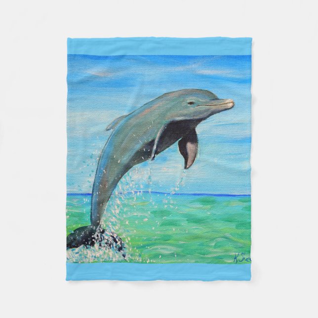 Couverture Polaire Peinture sur dauphin (Devant)