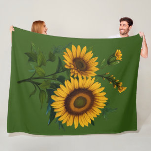 Couverture Polaire Peinture Tournesol N'importe quelle couleur Arrièr