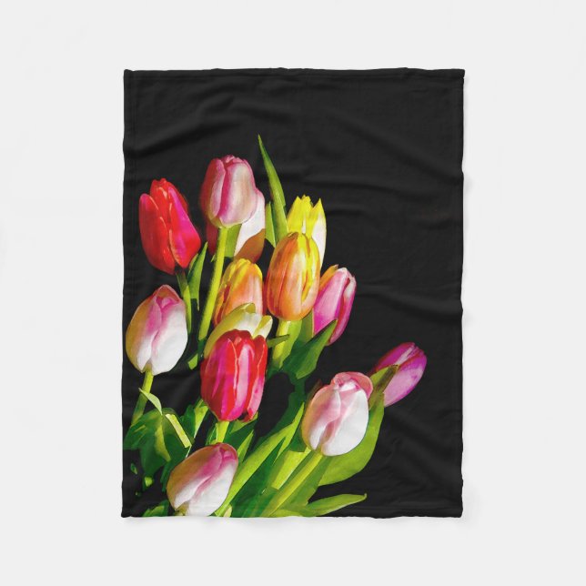 Couverture Polaire Peinture Tulip - Art Fleur original (Devant)