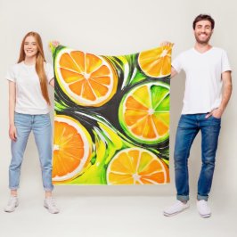 Couverture Polaire Peinture vibrante de citrus
