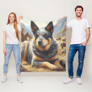Couverture Polaire Peinture vintage australienne de chien de bétail