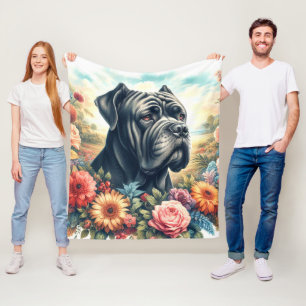 Couverture Polaire Peinture vintage de chien de corse de canne