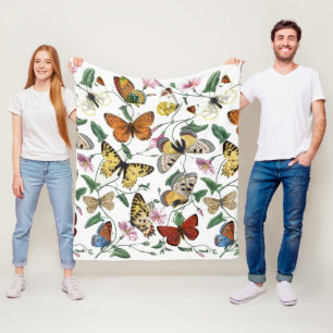 Couverture Polaire Peinture vintage de papillon et de papillon