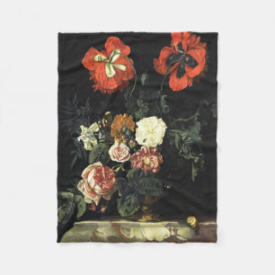 Couverture Polaire Peinture vintage Vie morte avec Fleurs