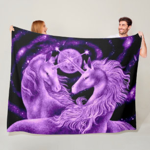 Couverture Polaire Peluche pourpre de satin d'amants de licorne