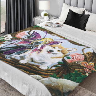 Couverture Polaire Pembroke Welsh Corgi Fairy Imaginaire
