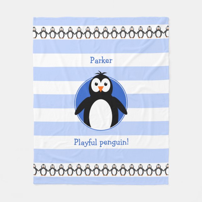 Couverture Polaire Penguin ajouter nom Bleu Blancs (Devant)