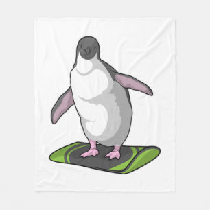 Couverture Polaire Penguin en Snowboardeur avec Snowboard