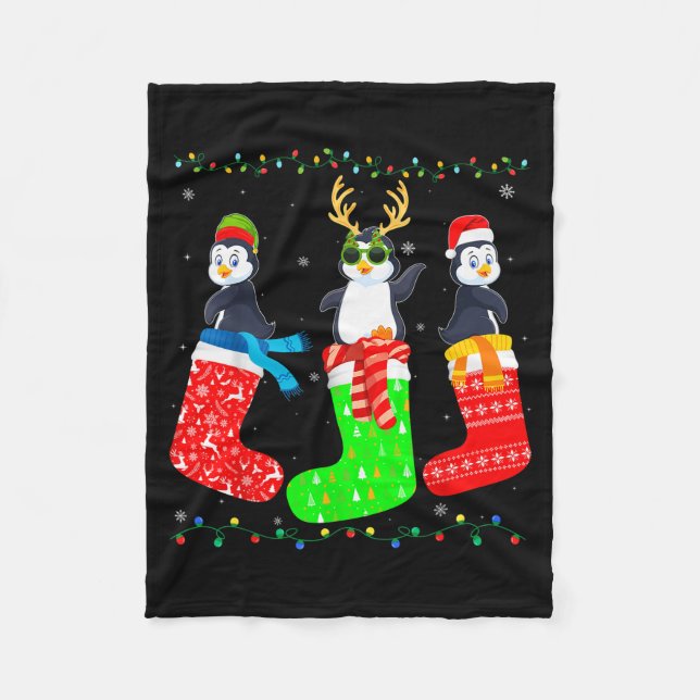 Couverture Polaire Penguin In Xmas Socks Funny Holiday Ugly Sweater C (Devant)