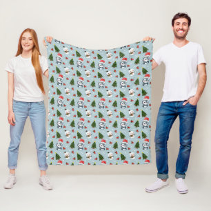 Couverture Polaire Penguin Père Noël Joyeux Joyeux motif d'arbre de N