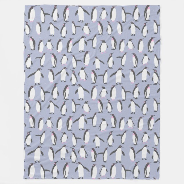 Couverture Polaire Penguins d'hiver sans faille motif + vos idées (Devant)